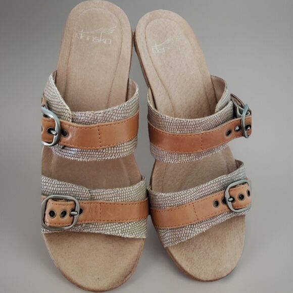 Double Strap Dansko Jesse Brown Leather Slide Clog Sandal Size 43 US 12.5/13 - Picture 2 of 7